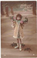 Enfant : Scène : Petite Fillette En Pose : Avec Des Fleurs : Heureux Noël - Scènes & Paysages