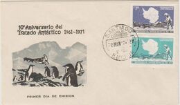 CHILE 1971 TRATADO ANTARTICO ANTARCTIC AGREEMENT SLED DOGS PENGUIN FDC - Événements & Commémorations