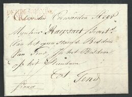 L 1828 De Moerseke Avec Marque DENDERMONDE/FRANCO En Rouge Pour Gand. - 1815-1830 (Holländische Periode)