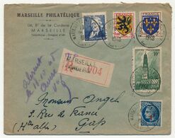 FRANCE - Env. Rec. Marseille Corderie 1948 - Affranchissement Composé Dont Blasons - Covers & Documents