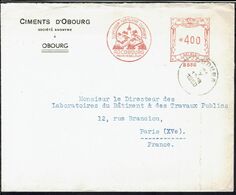 Belgique "Les Ciments D'Obourg S.A." Oblitération EMA à 4 F Sur Enveloppe Pour Paris 17-X-1950 - B/TB - - Sonstige & Ohne Zuordnung