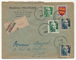 FRANCE - Env. Rec. Marseille Corderie Affr 20c Normandie + Gandons (un Ex Abimé En Angle Inf Droit) 1949 - Covers & Documents