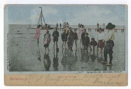 Borkum Kinder Am Strande Gel. 1907 Imit. Seidenkarte Ansichtskarte Postkarte - Borkum