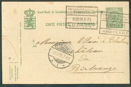E.P. Carte 5 Centimes Obl. Griffe TROISVIERGES-LUXEMBOURG AMBULANT Du 15/12/1908 Vers Birtrange - 15989 - Postwaardestukken