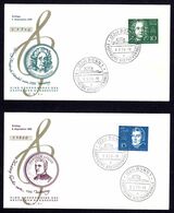 Allemagne 1959 Série Complète TB 5xEnveloppes 1er Jour FDC Grands Musiciens 10 € (timbres N°188 à 192 Cote 60 €) - Otros & Sin Clasificación