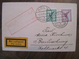 1927 Flugpost Mit Luftpost Air Mail Poste Aerienne Cover Deutsches Reich DR Germany Allemagne Luftpostamt - Briefe U. Dokumente