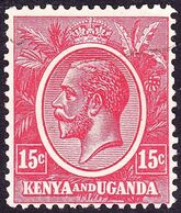 KENYA & UGANDA 1922 KGV 15c Rose-Carmine SG82 MH - Kenya & Ouganda