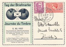 Suisse - Année 1937 - Oblitéré 05/12/1937 - Journée Du Timbre, Tag Der Biefmarke - Briefe U. Dokumente