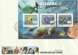 Guinea 2011, Animals, Fishes, Turtle, Diving, 3val In BF In FDC - Diving