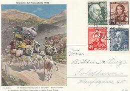 Suisse - Année 1942 - Oblitéré 06/12/1942 - Journée Du Timbre, Légende Italienne - Série Pro Juventute - Storia Postale