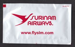 Surinam Airways (SLM): Napkin Sachet, Unused, National Airline Of Suriname, Aviation (traces Of Use) - Posate