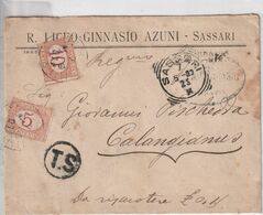 Sassari. 1907. Lettera Senza Francobollo, Tassata All'arrivo. In Partenza Annullo Tondo Riquadrato SASSARI. T.S - Taxe