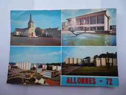 CPSM 72 - ALLONNES MULTI VUES - LA PLACE DE L'EGLISE - L'HOTEL DE VILLE - VUE GÉNÉRALE - LA PISCINE - Allonnes