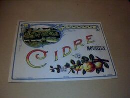 Ancienne Etiquette Neuve   Cidre Mousseux Imprimerie Plouviez Paris - Alcoholen & Sterke Drank