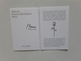 KURKDJIAN      " L'HOMME à La Rose  "   Carte Parfumée  **  Photo R/V - Modernes (à Partir De 1961)