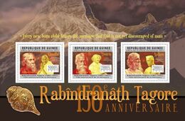 Guinea 2011, 150th Anniversaire Of R. Tagore, Gandhi, Einstein, Mountain, 3val In BF - Buddhism