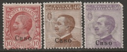 Italy Aegean Caso 1912 Sc 3,7,8 Sa 3,6,7 MH Some Disturbed Gum - Egeo (Caso)