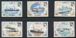 Dubai 1969 Mi#335-40 Postal Service 60th Anniv, Ships, Planes CTO - Dubai