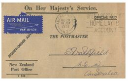 (N 9) New Zealand Money Order Advice - Posted To Australia (1958) Air Mail - Sonstige & Ohne Zuordnung