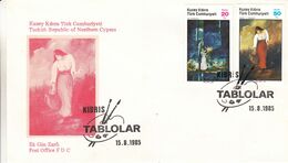 Chypre Turque - Lettre FDC De 1985 - Oblit Tablolar - Peinture - - Andere & Zonder Classificatie