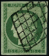 Oblit. N°2 15c Vert, Pièce De Luxe - TB - 1849-1850 Cérès