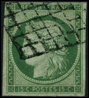 Oblit. N°2  15c Vert, Signé JF Brun - TB - 1849-1850 Ceres