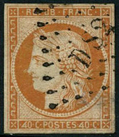 Oblit. N°5d 40c Orange, 4 Retouché Papier Peluré Au Verso, Timbre RARE - TB - 1849-1850 Cérès