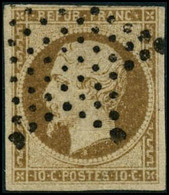 Oblit. N°9 10c Bistre, Au Filet En Haut Signé Brun - B - 1852 Louis-Napoleon