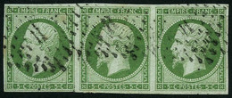 Oblit. N°12 5c Vert, Bande De 3 - TB - 1853-1860 Napoleon III