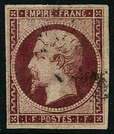 Oblit. N°18 1Fcarmin, Signé Brun - TB - 1853-1860 Napoléon III.