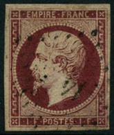 Oblit. N°18 1F Carmin, Infime Pelurage - B - 1853-1860 Napoleon III