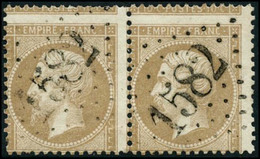 Oblit. N°21 10c Bistre, Paire Superbe Variété De Piquage - TB - 1862 Napoleon III