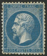 * N°22 20c Bleu, Centrage Luxe - TB - 1862 Napoleon III