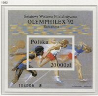 POLAND 1992 Mi Bl. 118B World Philatelic Exhibition Olymphilex 92 In Barcelona, Spain, Sports MNH** - Summer 1992: Barcelona