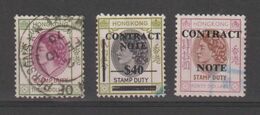 HONG-KONG:  1955/60  POSTAL  FISCAL  -  LOT  3  USED  OVERPRINTED  -  YV/TELL. - Francobollo Fiscali Postali