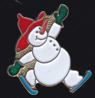 66629- Pin's-Bonhomme De Neige.patinage.Noel. - Christmas