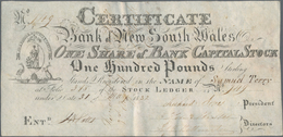 Australia / Australien: Very Nice And Rare Set Of Bank Shares With A Certificate Of The Bank Of New - Other & Unclassified