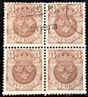 SWEDEN 1911 - Canceled - Sc# 97 - Block Of 4 - 3o - Used Stamps