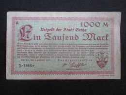 VP BON DE NéCESSITé / NOTGELD (V07) DEUTSCHLAND ( 2 Vues) STADT GOTHA - 1000 Mark 1925 - Monetary /of Necessity