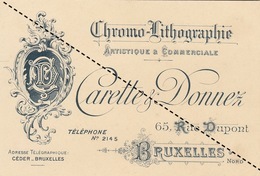 1893 Carte Chromo Liyhographie Carette Donnez Bruxelles - 1800 – 1899