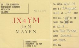 1970. Jan Mayen. Radio-card JAN MAYEN. OLONKIN CITY. Population: 36 Men, 3 Dogs, 1 Ca... () - JF365596 - Andere & Zonder Classificatie