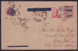 Croatia SHS, Vukovar, Uprated Postcard, Sent Via Fiume To Bari, September 1919 - Covers & Documents