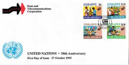 Zimbabwe - 1995 50th Anniversary Of UN FDC # SG 914-917, Mi 564-567 - ONU