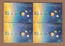 AC - TURKEY STAMP -  THE PLANETS MNH BLOCK OF FOUR 08 SEPTEMBER 2020 - Usados