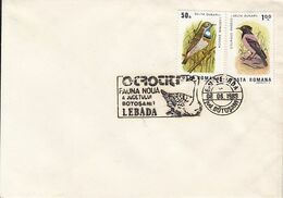 ANIMALS, BIRDS, MUTE SWAN SPECIAL POSTMARK, BLUETHROAT, ROSY STARLING STAMPS ON COVER, 1989, ROMANIA - Cygnes