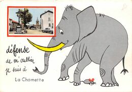 La Chomette         43      Vignette Photo De La Place  Sur Carte Humoristique.Eléphant 10x15  (voir Scan) - Andere & Zonder Classificatie