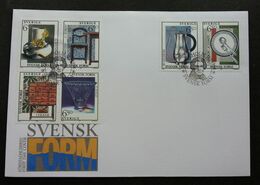 Sweden Arts 1994 Design Glass Ceramic Furniture Craft (stamp FDC) - Lettres & Documents