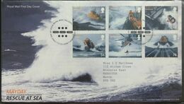 139. GREAT BRITAIN 2008 SET/6 STAMP MAYDAY RESCUE AT SEA FDC  . - 2001-2010 Decimal Issues