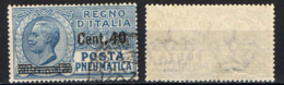 ITALIA REGNO - 1925 - POSTA PNEUMATICA - EFFIGIE DEL RE VITTORIO EMANUELE III - SOVRASTAMPATO 40 CENT SU 30 - USATO - Posta Pneumatica