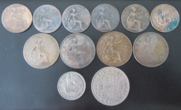 Grande-Bretagne - 12 Monnaies Diverses Entre 1890 Et 1950 (Victoria, George V, George VI) - Collections